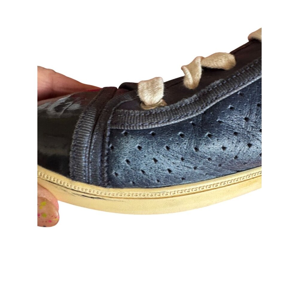 Salvatore Ferragamo Women’s Sneakers Navy Leather Gum Sole Dust Bag Italy 7.5 - Picture 14 of 16